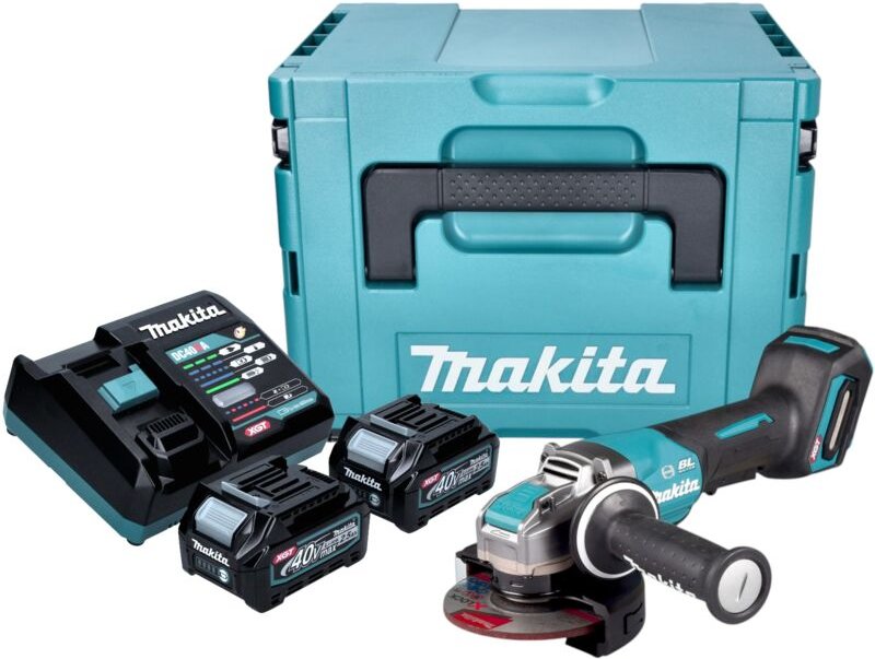 Makita GA 047 GD201 Akku Winkelschleifer 40 V max. 125 mm X-LOCK Brushless + 2x Akku 2,5 Ah + Ladegerät + Makpac