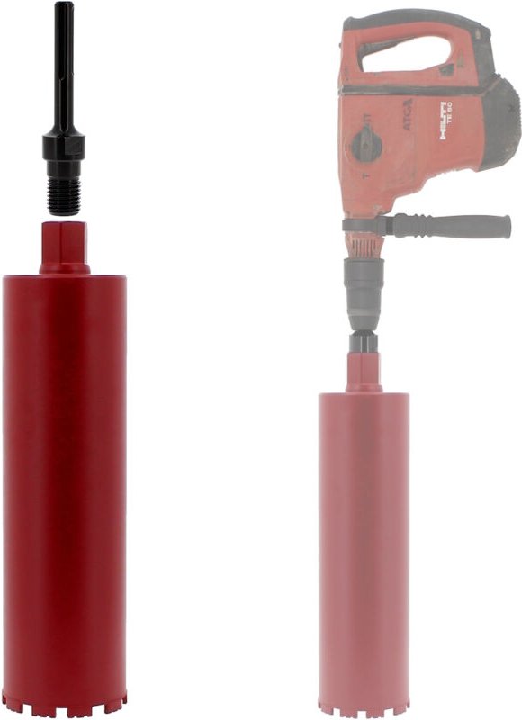 Diamantbohrkrone Ø 120 mm mit Adapter für Bohrmaschine und SDS-max-Bohrhammer