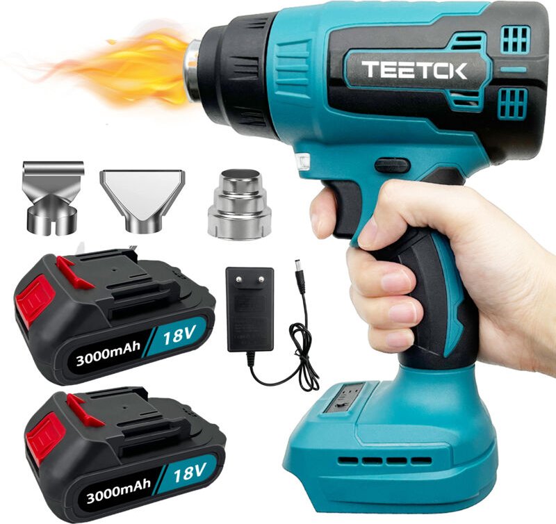 Teetok - Heißluftpistole, kabellose elektrische Heißluftpistole,Kompatibel mit Makita-Akku, mit 3 Düsen, Heißluftpistole...