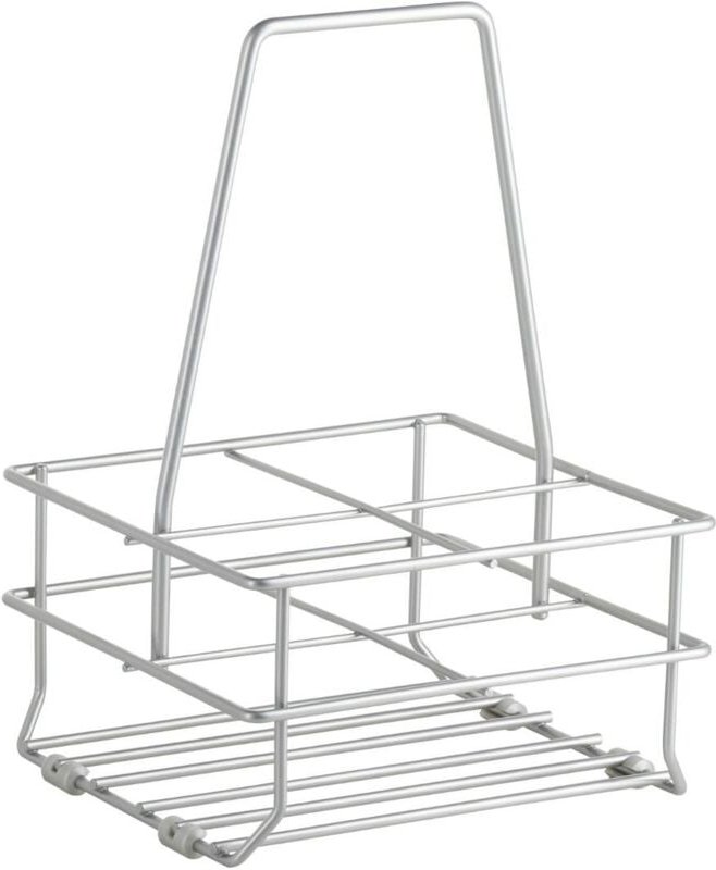 Flaschentragekorb mit Bodengleitern für 4 Flaschen, Chrom matt - Kesseböhmer