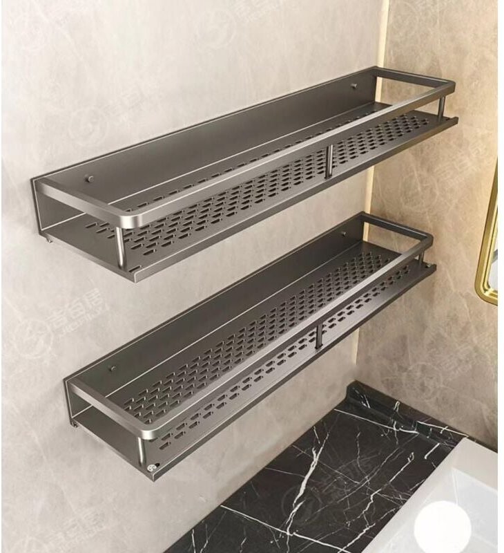 Thumbnail - 30x12x4 cm Grau 2 Stück Gewürzhalter Wandgewürzregal aus Aluminium -, Küchenregal ohne Bohren - Hängendes Gewürzregal - ...