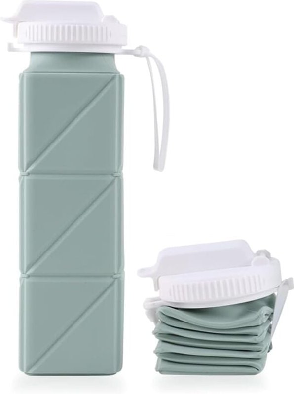 Thumbnail - Zusammenklappbare Silikon-Wasserflasche (620 ml) BPA-freie, wiederverwendbare Flasche Umweltfreundlich und kompakt Kinde...