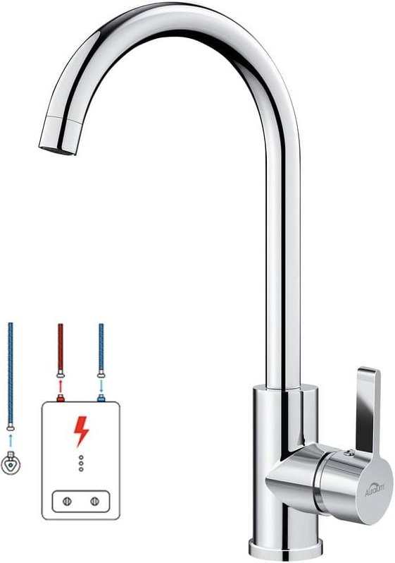 Thumbnail - Aiperq Niederdruck Armatur Küche für Wasserboiler, Wasserhahn Küche mit 3 Schläuchen für Kaltwasser mit Untertischgerät,...