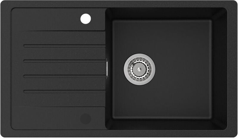 Thumbnail - Küchenspüle 78 x 45 cm, Granitspüle, schwarz Spüle mit Abtropffläche