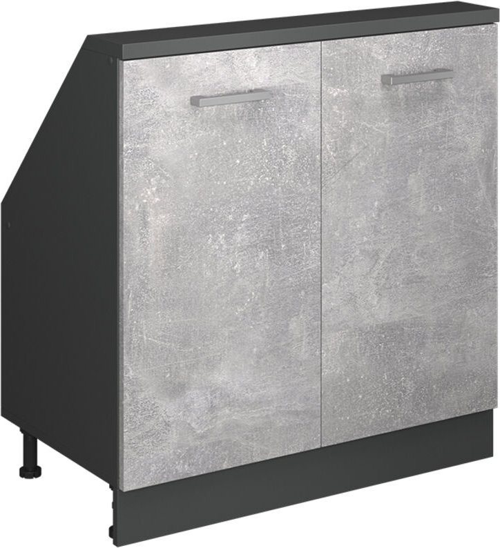 Dachschrägenschrank Rion, Beton/Anthrazit, mit 2 Türen, Vicco