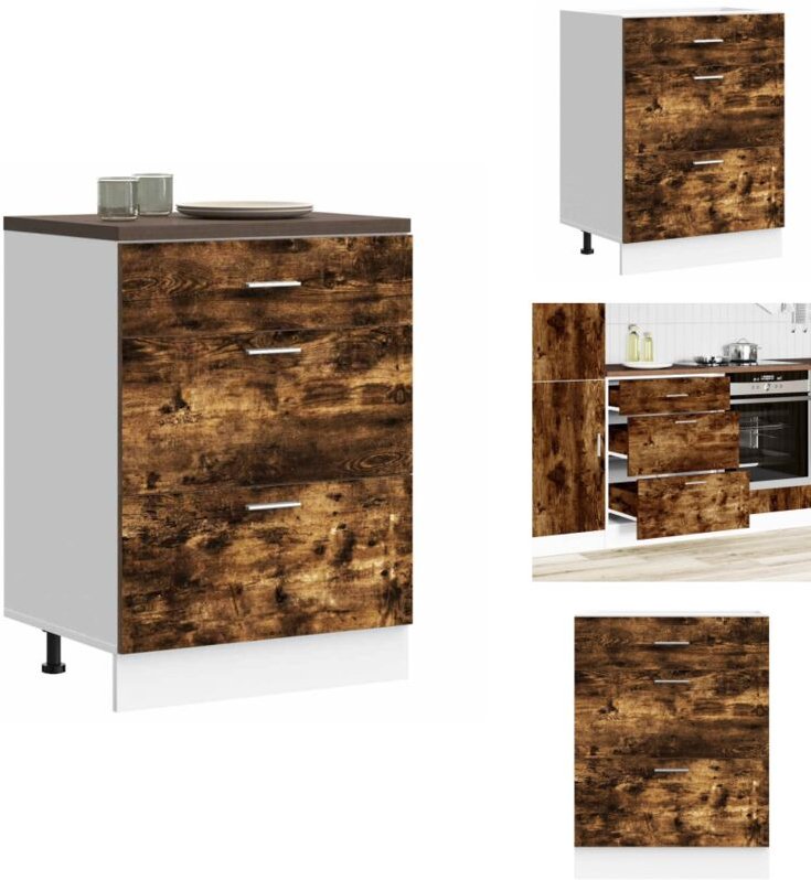 Küchenunterschrank Räuchereiche Holzwerkstoff - Küchenunterschrank - Küchenunterschränke - Spülenunterschrank - Untersch...