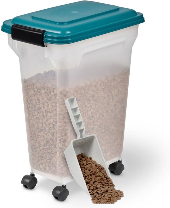 Iris Ohyama Hundefutter Aufbewahrung mit Rollen, 20L/7.5kg, Blau, Luftdichte Futterbox, Trockenfutter, Futterbehälter, F...