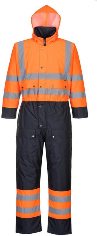 Hochsichtbare gesteppte Kontrast-Overall Orange/Dunkelblau 6XL - FR(62-64) - UK(56-60)