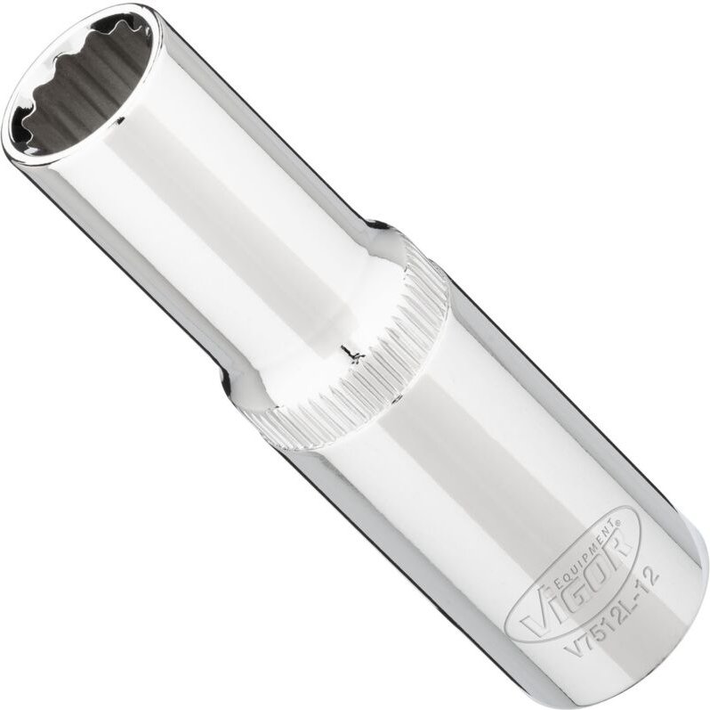 VIGOR Steckschlüsseleinsatz, lang, 1/2 (12,5 mm) Vierkant hohl, Außen Doppelsechskant Profil, SW 12 mm