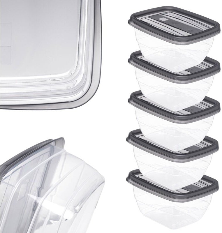 Curver Vedo Lebensmittelbehälter 5 x 0.25L, Grau