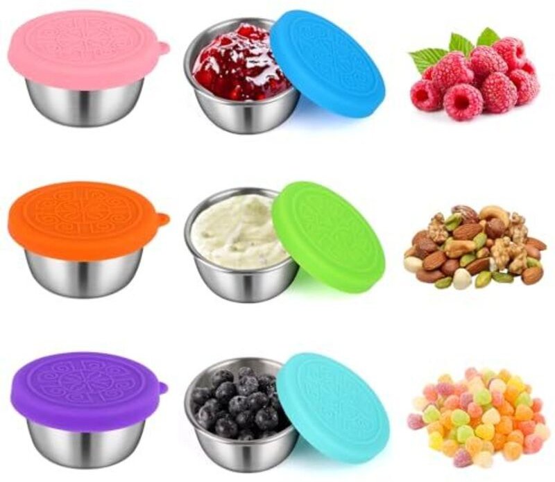 Stück Dressingbehälter, Soßenbecher, 50 ml Dressingbehälter mit Silikondeckel, kleiner Soßenbehälter aus Edelstahl für S...