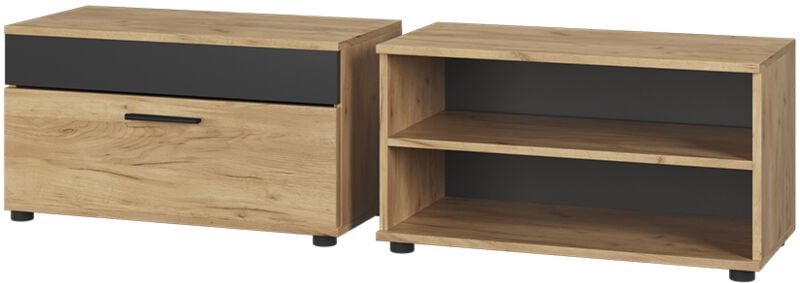 Wohnzimmerschränke Berno, Goldkraft Eiche/Anthrazit, 2 Teile, Vicco