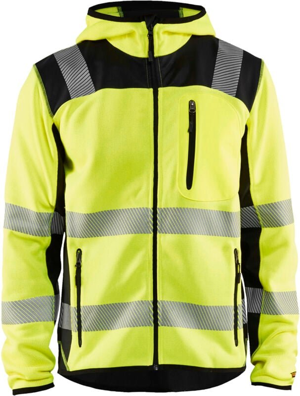 Arbeitsjacke mit Kapuze aus gestricktem Material, Hochsichtbarkeit 4923 - Neon Gelb/Schwarz XL