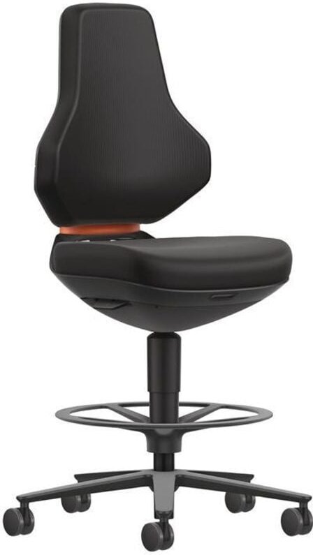 Arbeitsdrehstuhl texon Sitz-Stopp-Rollen und Fußring Skintec schwarz 570-810 mm