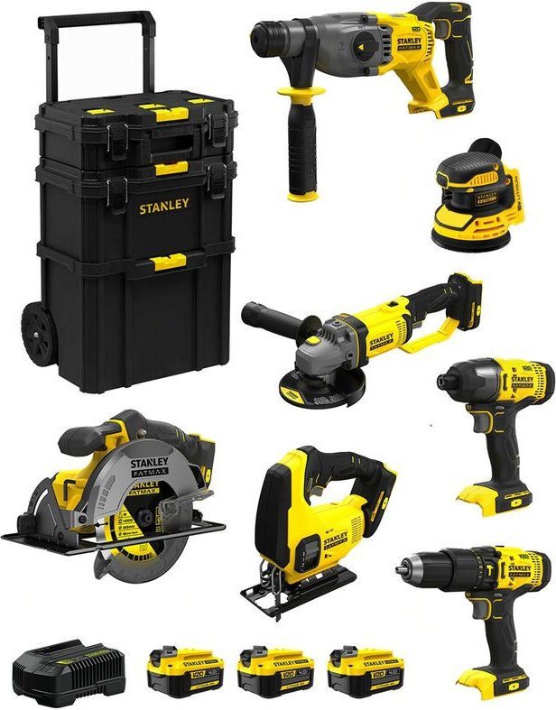 Thumbnail - Stanley - FatMax Kit SVK707 (SFMCH900 + SFMCG400 + SFMCD711 + SFMCF800 + SFMCS500 + SFMCS600 + SFMCW220 +3x4,0Ah+Ladeger...