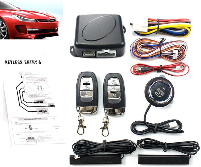 Thumbnail - Auto-Alarm-Sicherheitssystem, universelles Auto-Alarmsystem, Motorzündung, schlüsselloser Zugang, Druckknopf-Fernstarter...