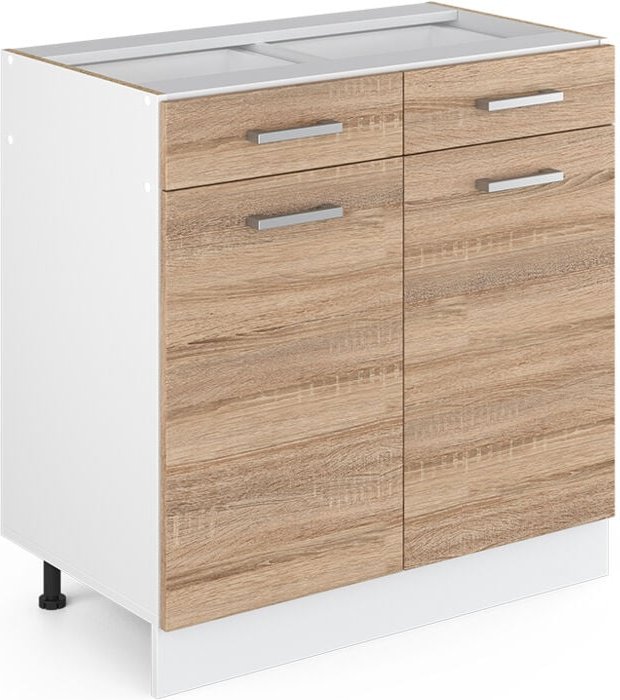 Unterschrank R-Line, Sonoma, 80 cm mit Schubladen und Türen, ohne Arbeitsplatte Vicco