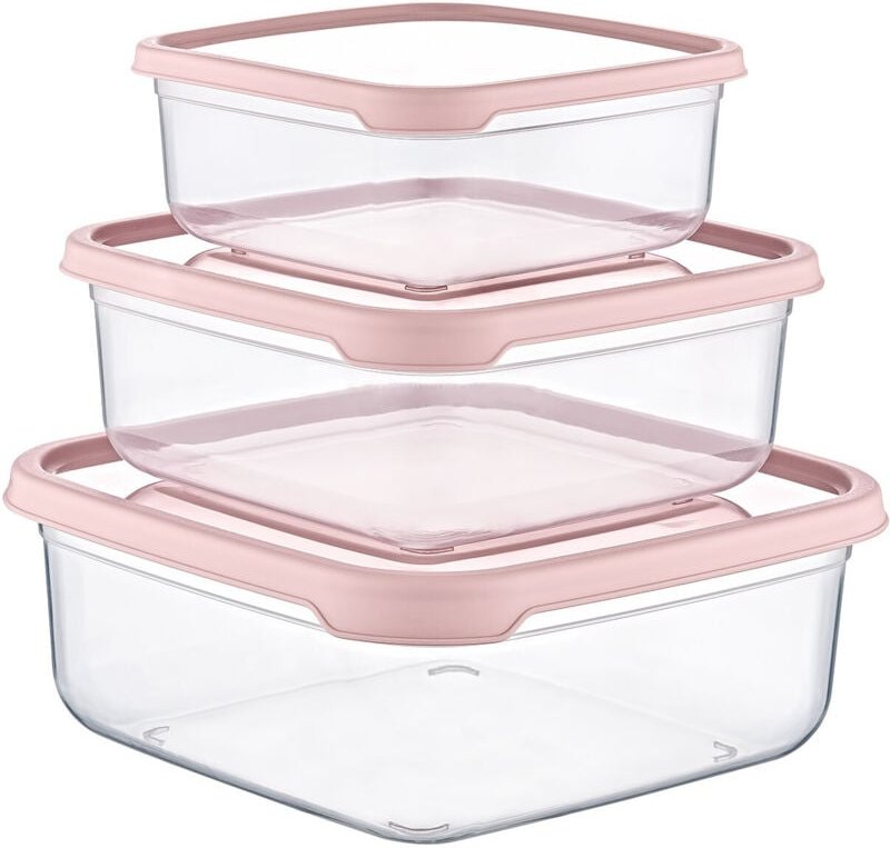 7house - 3er-Set hermetische Lebensmittelbehälter, quadratisch