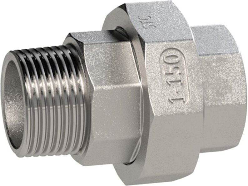 Riegler lösbarer Doppelnippel, kon. dicht., R/ Rp 1, I/A, SW 54, ES1.4408