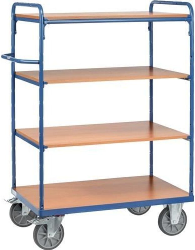Fetra Etagenwagen mit 4 Böden aus Holz 1200x800mm Ladefläche
