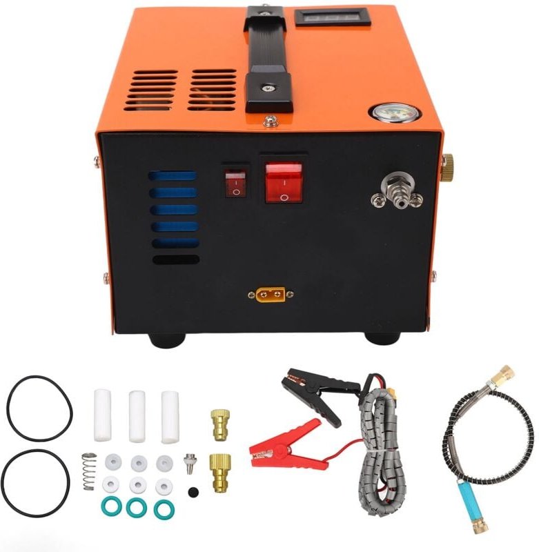 Ej.life - PCP-Luftkompressor, Tragbar Hochdruck-PCP-Kompressorpumpe mit Eingebautem Netzteil, Auto-Stop, 4500 Psi 30 MPa...