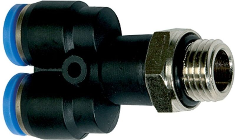 Riegler - Y-Steckverschraubung »Blaue Serie«, drehbar, M5 außen, ø 4 mm