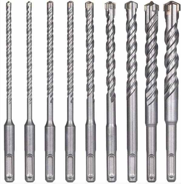 Alovez - Betonbohrer, 9-teilig (5 mm, 16 x 160 mm), SDS-Plus-Elektro-Hammerbohrer für Schlagbohrmaschinen, Kreuzbohrer f...