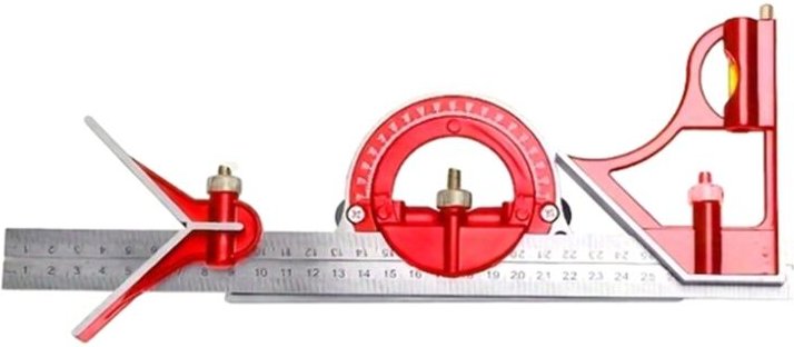 3 in 1 300mm Quadrat rechtwinklig Lineal Messung Multi Kombination Winkelmesser Werkzeuge Holzbearbeitung Rot