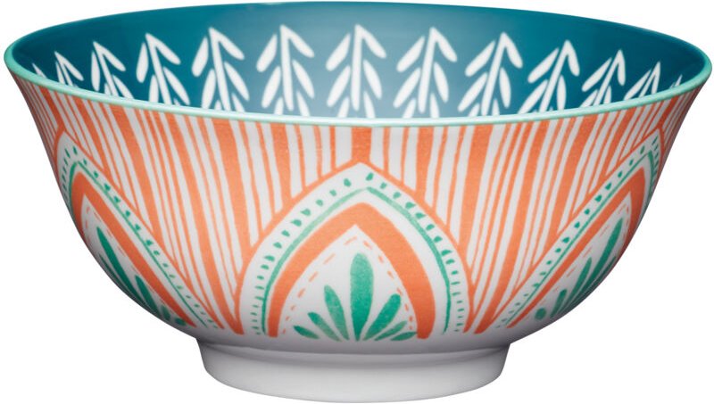 Kitchen Craft - KitchenCraft ECMKCBOWL29SET - Set of Schalen of Keramik mit Blätter und Streifen Design of, Farbe grau