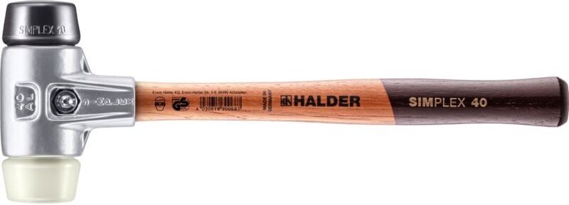 SIMPLEX-Schonhammer, Gummikomposition / Nylon mit Aluminiumgehäuse und hochwertigem Holzstiel D=40 mm 3128.040