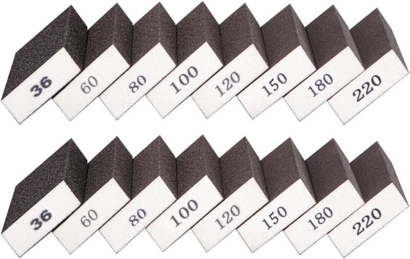 16-teiliger Schleifschwamm, grobe und feine Schleifblöcke, Schleifblock-Polierset, Nass- und Trockenanwendung, Körnung 3...