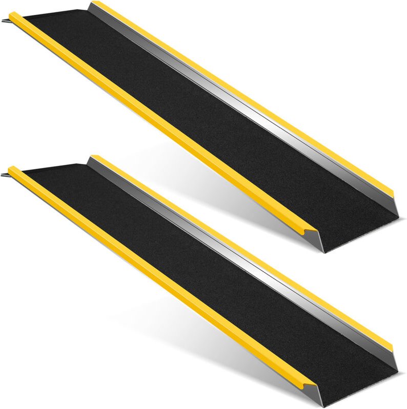 Swanew - 2X Auffahrrampe Verladerampe mit gelben Warnstreifen Rampe Verladeschiene Auto Laderampe für Motorrad, Anhänger...