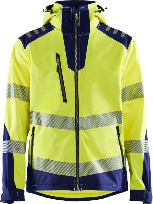Hochsichtbare Softshell-Arbeitsjacke 4491 – Neon Gelb / Marine 4XL