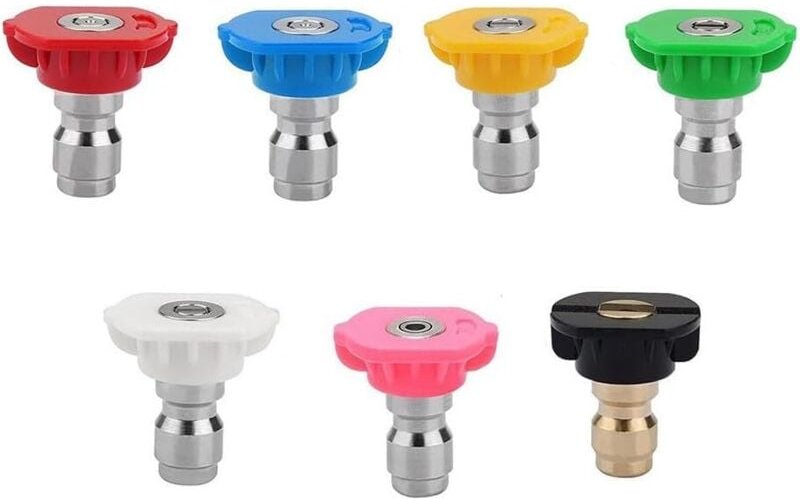 7-teilige Hochdruckreiniger-Sprühdüsen, Messing/Edelstahl, 1/4-Zoll-Schnellanschluss, Reinigung schwer erreichbarer Stel...