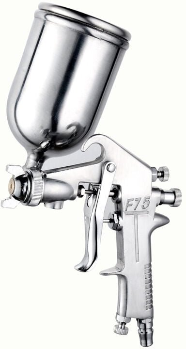 Farbspritzpistole, F-75 Druckluft-Spritzpistole, 1,5 mm Düsenspitze mit 400 ml Oberbecher, Schwerkraft-Farbspritzpistole...