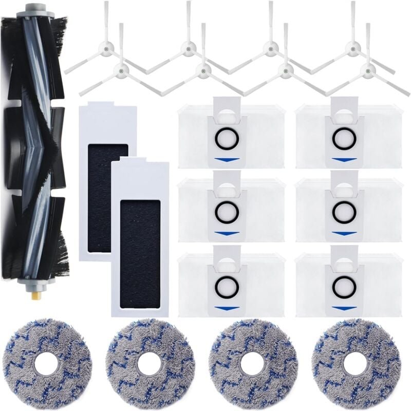 Zubehörset für Ecovacs Deebot T20 Omni / T20e Omni Saugroboter - Enthält 1 Hauptbürste, 2 hochwertige HEPA-Filter, 4 str...