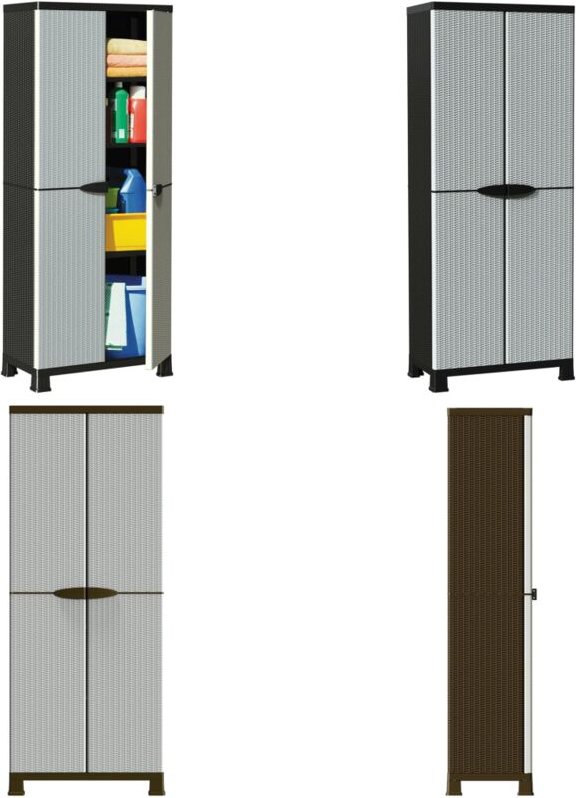 Kunststoffschrank 68x39x171,5 cm Rattan-Design - Aufbewahrungsbox - Garderobe - Regal - Kunststoffeinrichtung - Wohnzimm...