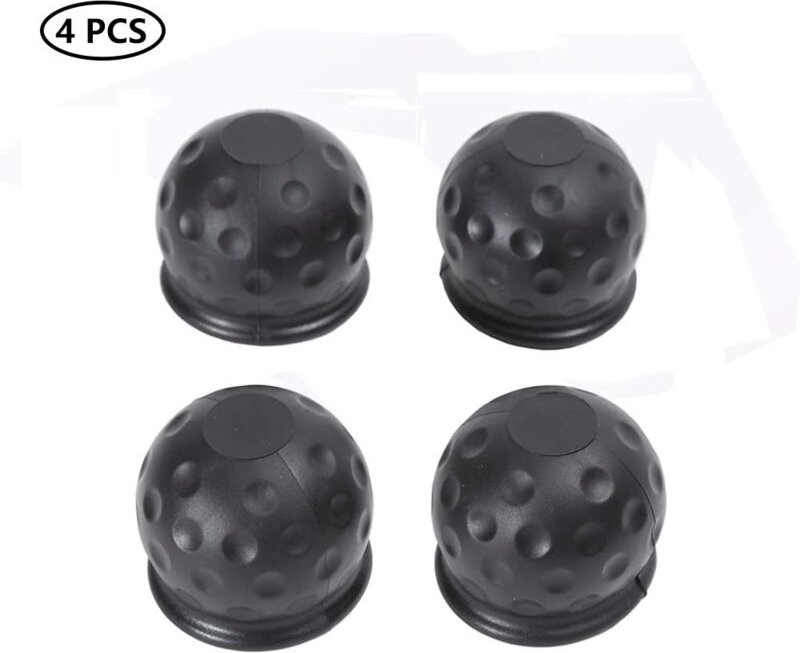 4 Stück 50 mm Kupplungskugelabdeckung, Anhängerkupplungskugel aus schwarzem Gummi, Anhängerkupplungskugel-Schutzkappe,