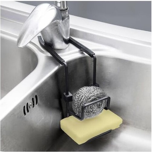Csparkv - 16 x 7 x 15 cm Küchenschwammständer, 2-in-1 Küchenspüle-Organizer, lochfreier Geschirr-Organizer, Spülschwammh...