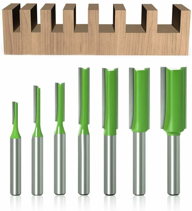 7-teiliger gerader Fräser mit 6 mm Schaft, Wolframkarbid-Holzbearbeitungswerkzeug, gerader Fräser mit einer oder zwei Nu...