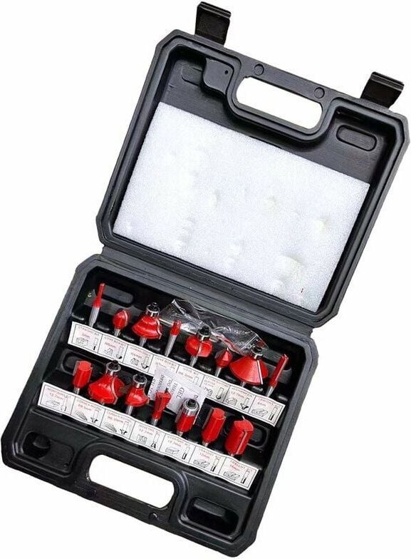 Thumbnail - Fräserbits 6,35 mm. Box mit 15 geraden Nutfräsern, Nutfräser-Set, Holzschneider, Holzbearbeitungswerkzeug (Kunststoffgeh...