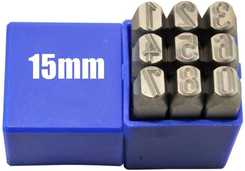 Schlagzahlen Stanzset DIN1451 Zahlenstanzer Schlagstempel 0-9 Schrifthöhe 15 mm