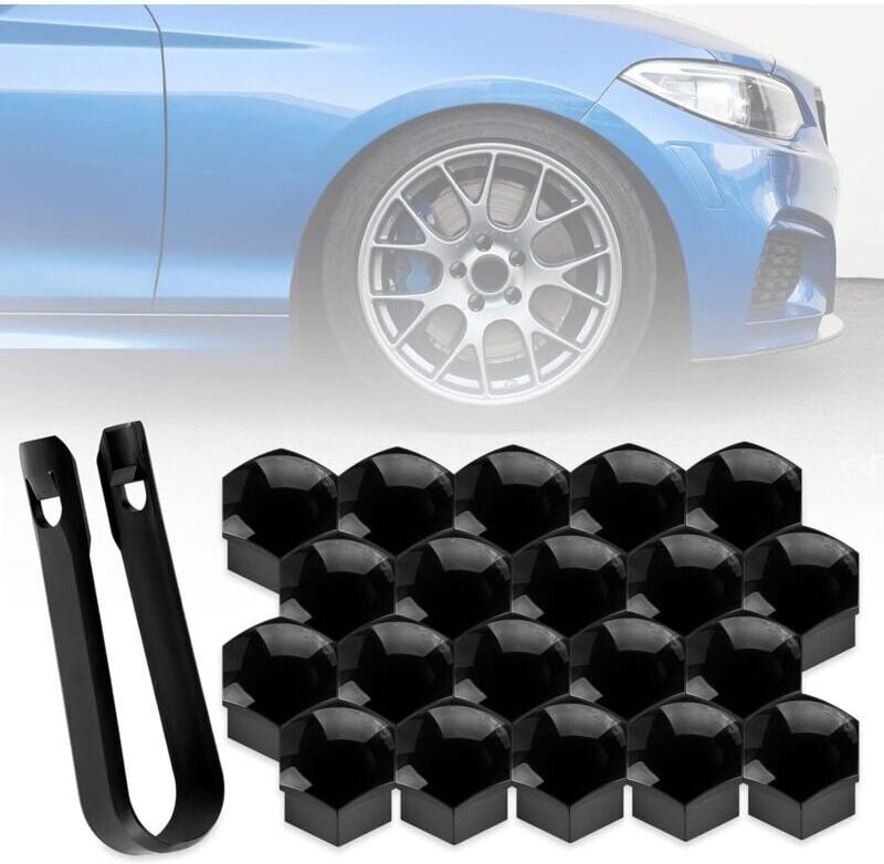 XVX - 20 Stück ø 19 mm (Schwarz) Radmutternkappen, Radmutternabdeckungen für Autoumbau, Universal Abschließbare Abdeckun...