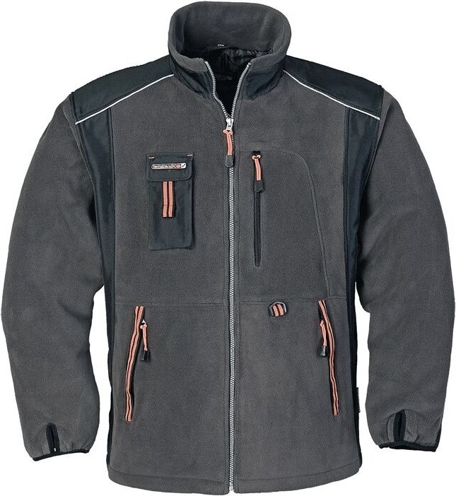 Fleecejacke Größe xxxl dunkelgrau/schwarz/orange
