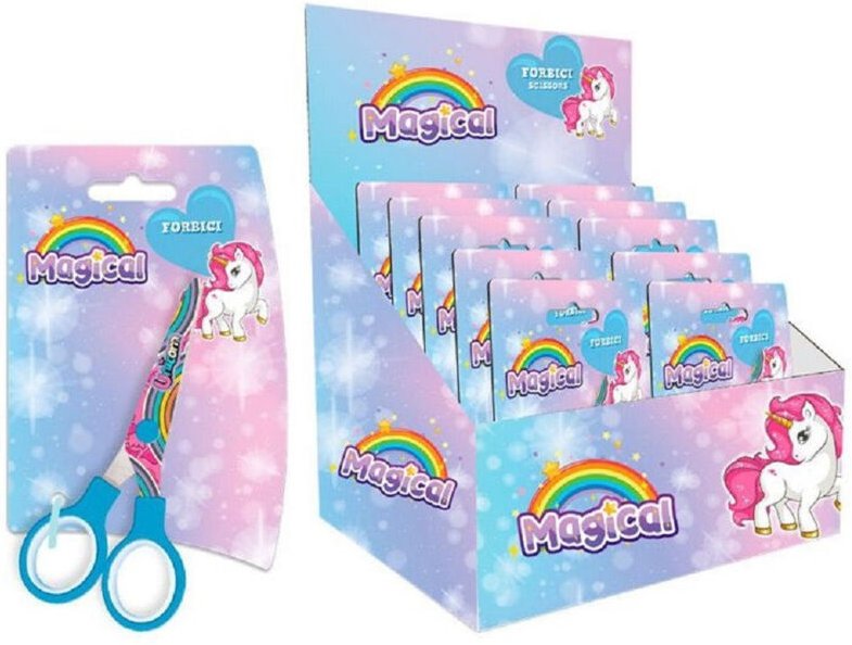 Trade Shop - SET 24PZ FORBICI SCUOLA DECORO UNICORNO PER SCUOLA TEMPO LIBERO CANCELLARIA BAMBINE 738066 -
