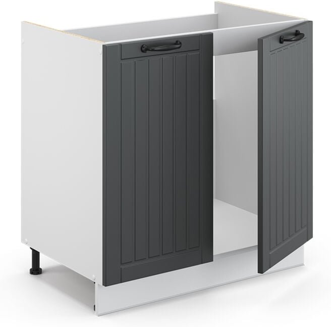 Vicco - Spülenunterschrank Fame-Line, Anthrazit Landhaus, 80 cm , ap Eiche