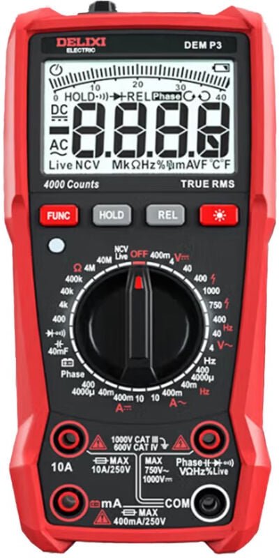 Delixi Elektrisches Multimeter 890C - Hochpräzise digitale Messgerät mit NCV-Spannungserkennung, Auto-Ranging, P3 Schutz...