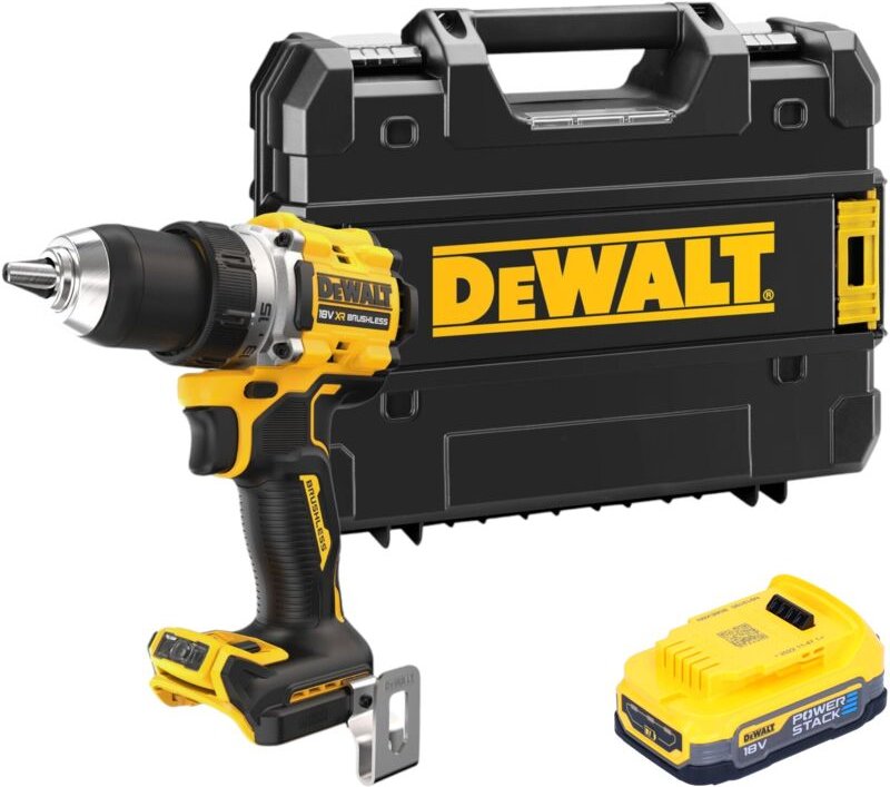 DeWalt DCD 800 NT Akku Bohrschrauber 18 V 90 Nm Brushless + 1x Powerstack Akku 1,7 Ah + TSTAK - ohne Ladegerät