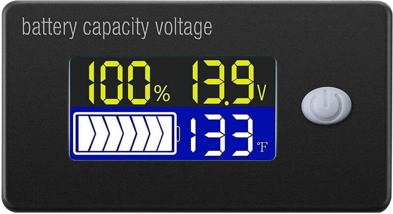 Jusch - 12V Batteriekapazitätsanzeige LCD-Display Voltmeter Temperaturtester für Li-Ion Lifepo4 Bleisäure