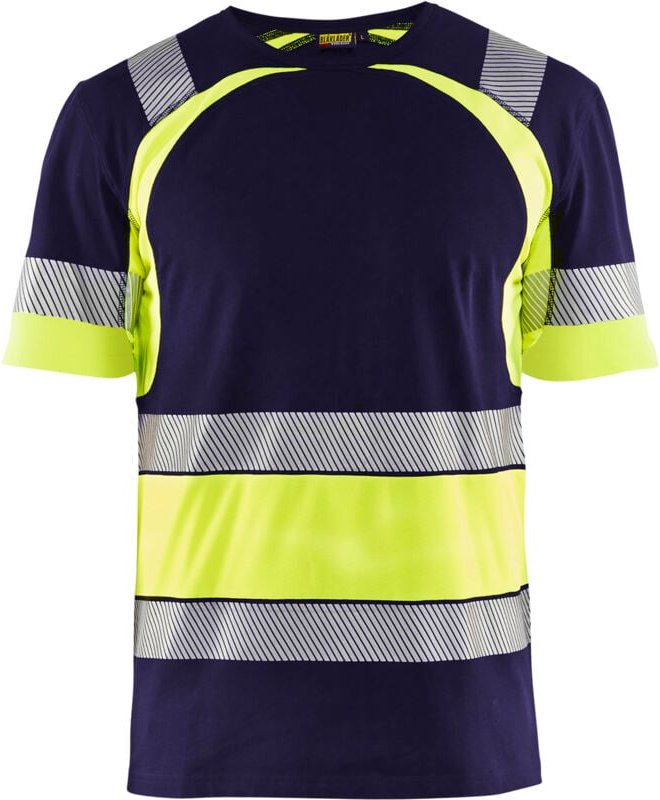 Hochsichtbares Arbeitst-Shirt 3421 - Marine/Gelb Neon 4XL